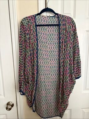 Soft Surroundings Blue, Green and Pink Patterned Cape